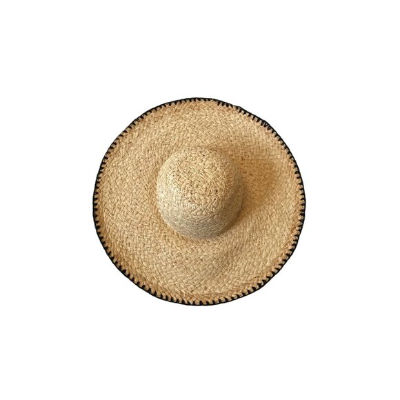 L*Space Beth Floppy Straw Sun Hat Womens OS Tan Brown Black Woven Beach Pool main image 9